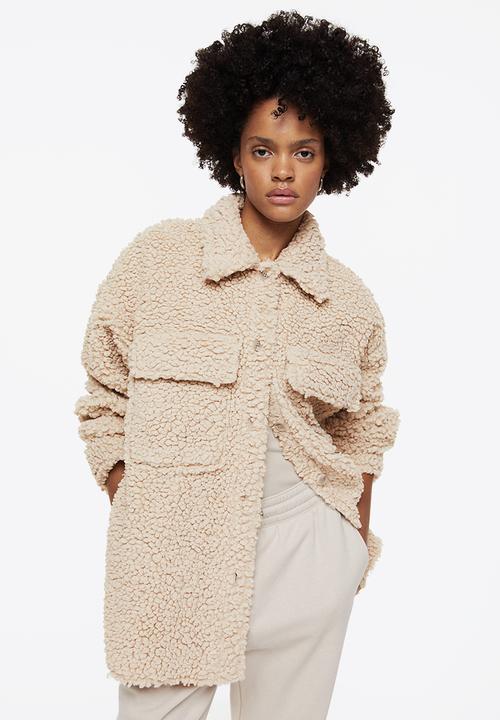H&M - Oversized teddy shacket - light beige