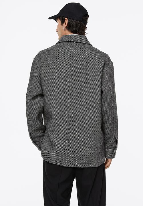 H&M - Wool-blend shacket - black/narrow-striped