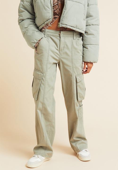 H&M - Canvas cargo trousers - light khaki green