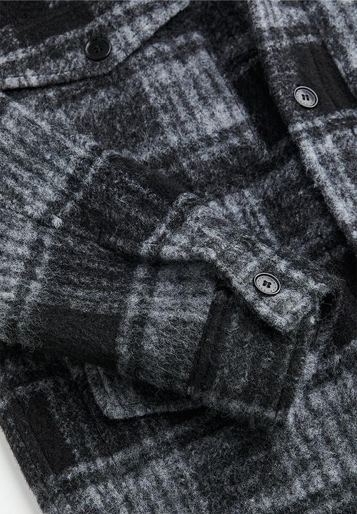H&M - Wool-blend shacket - grey/checked