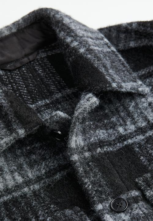 H&M - Wool-blend shacket - grey/checked