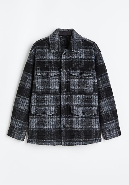 H&M - Wool-blend shacket - grey/checked