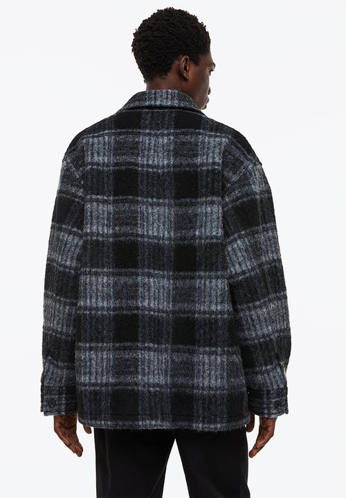 H&M - Wool-blend shacket - grey/checked
