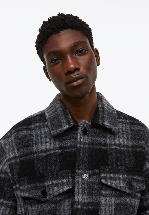 H&M - Wool-blend shacket - grey/checked