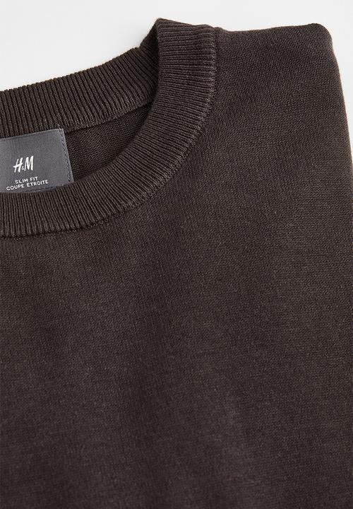 H&M - Slim fit fine-knit cotton jumper - dark brown