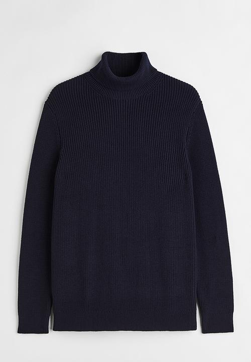 H&M - Regular fit polo-neck jumper - dark blue