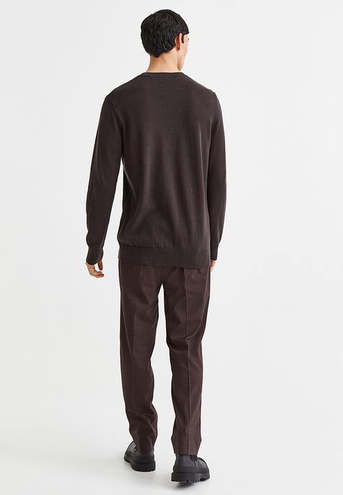 H&M - Slim fit fine-knit cotton jumper - dark brown
