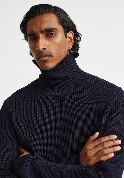 H&M - Regular fit polo-neck jumper - dark blue
