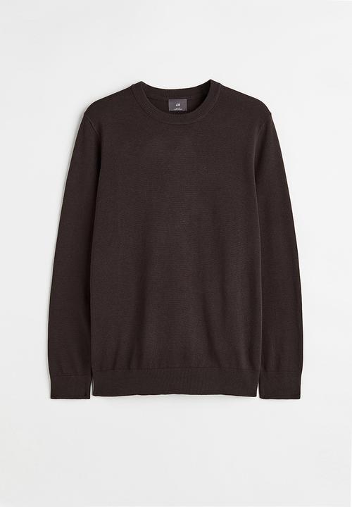 H&M - Slim fit fine-knit cotton jumper - dark brown