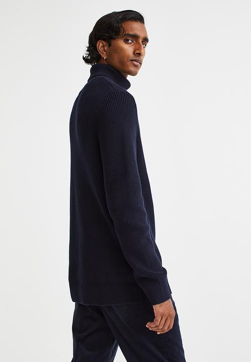 H&M - Regular fit polo-neck jumper - dark blue