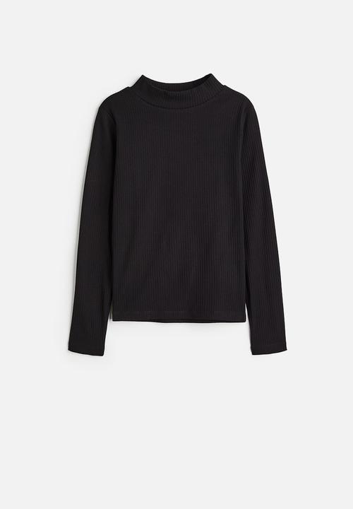 H&M - Ribbed jersey turtleneck top - black