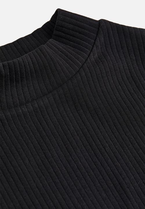 H&M - Ribbed jersey turtleneck top - black