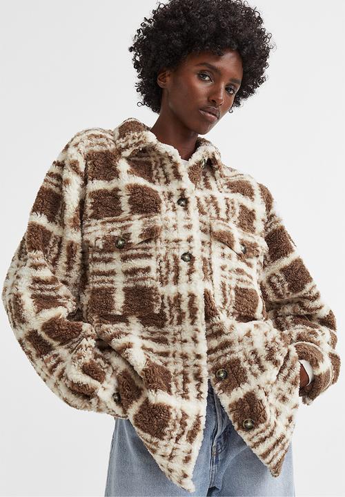 H&M - Oversized shacket - brown/checked