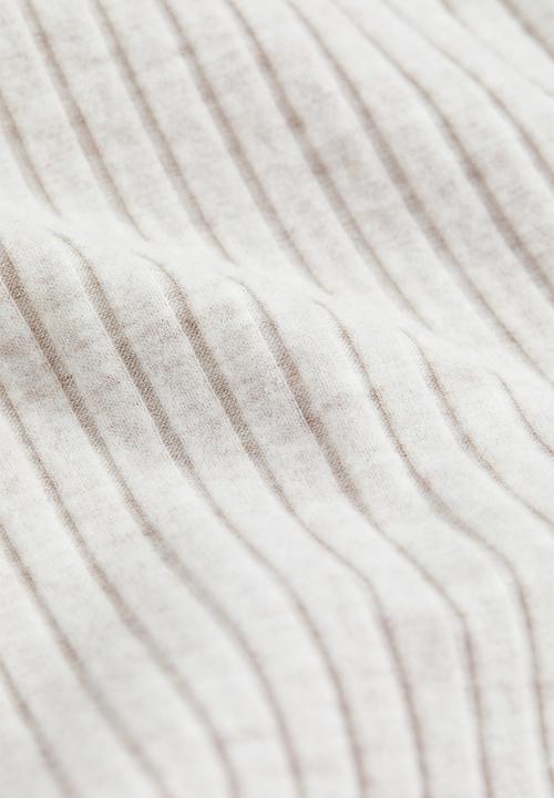 H&M - Ribbed flared trousers - light beige