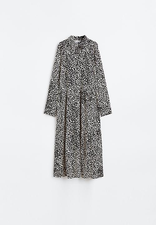 H&M - Tiered shirt dress - black/spotted