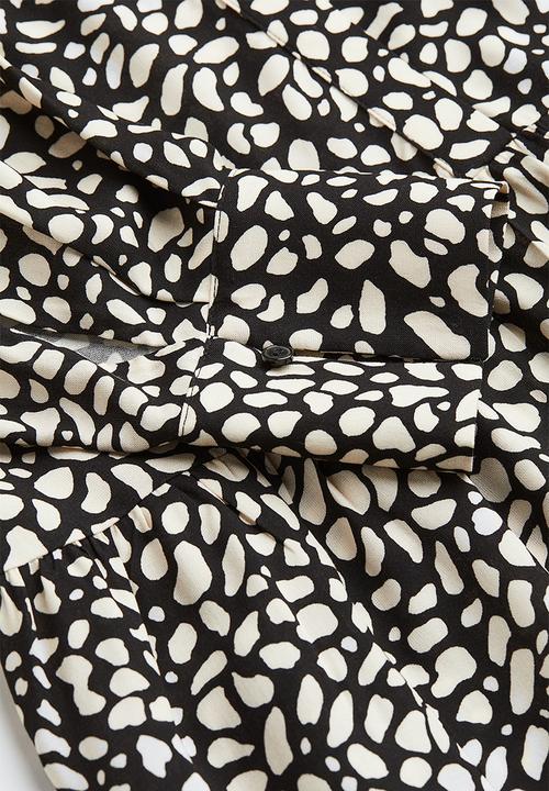 H&M - Tiered shirt dress - black/spotted