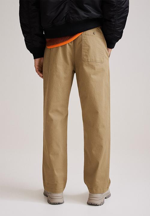 H&M - Relaxed fit twill trousers - khaki beige