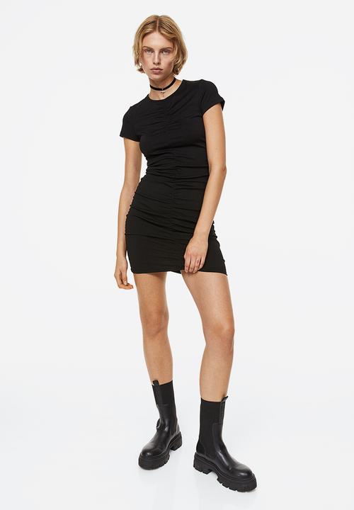 H&M - Draped jersey dress - black