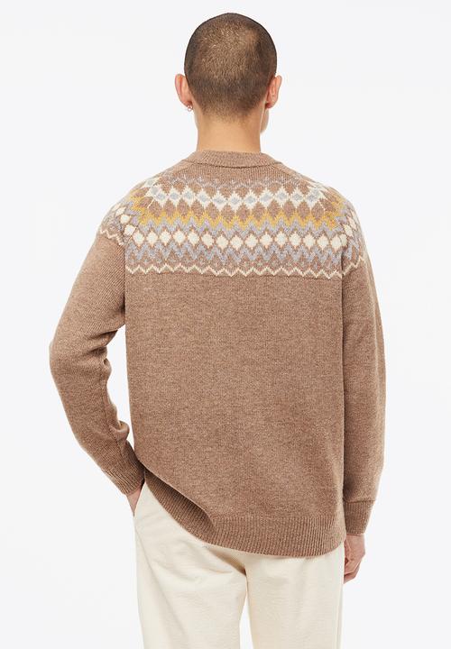 H&M - Relaxed fit jacquard-knit jumper - dark beige/patterned