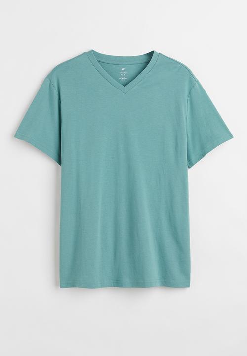 H&M - Regular fit v-neck T-shirt - teal
