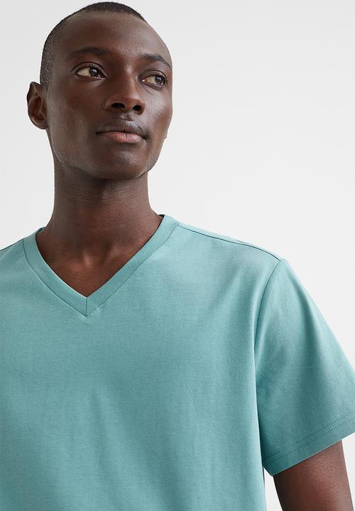 H&M - Regular fit v-neck T-shirt - teal