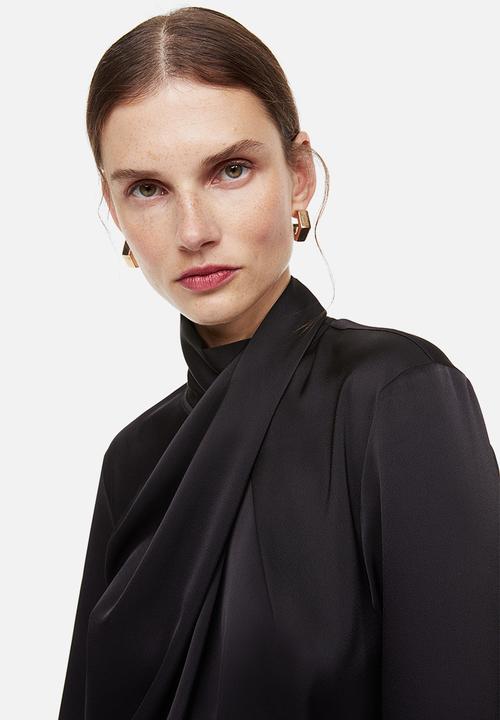 H&M - Draped blouse - black