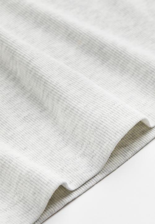 H&M - Ribbed cropped top - light grey marl