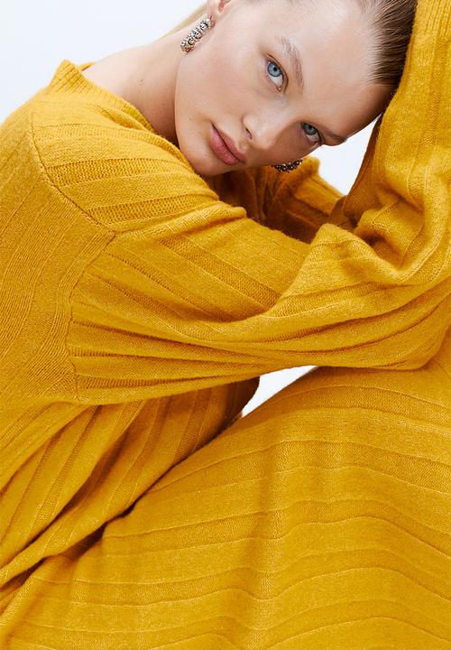 H&M - Rib-knit dress - yellow ochre