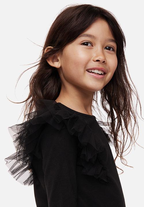 H&M - Flounce-trimmed top - black
