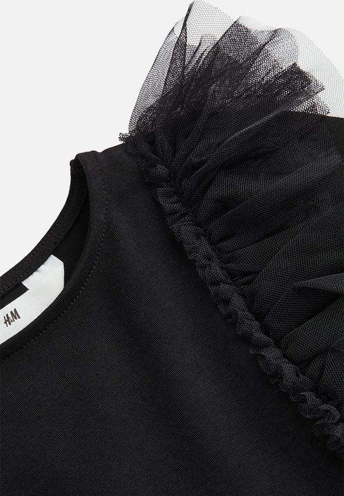 H&M - Flounce-trimmed top - black