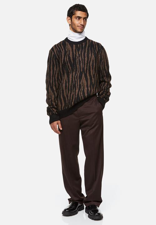 H&M - Regular fit jacquard-knit jumper - brown/zebra print