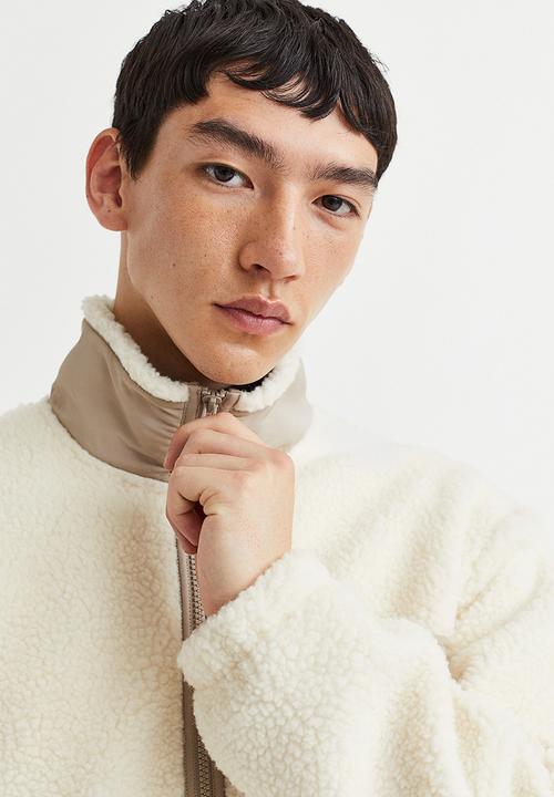 H&M - Relaxed fit fleece jacket - cream/snoopy