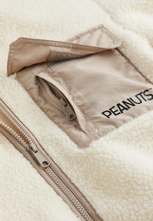 H&M - Relaxed fit fleece jacket - cream/snoopy