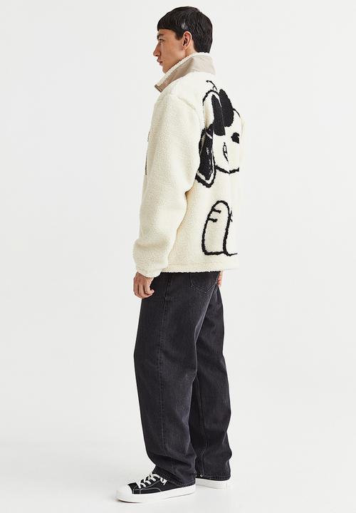 H&M - Relaxed fit fleece jacket - cream/snoopy