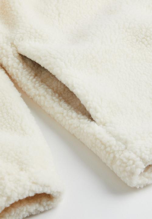 H&M - Relaxed fit fleece jacket - cream/snoopy