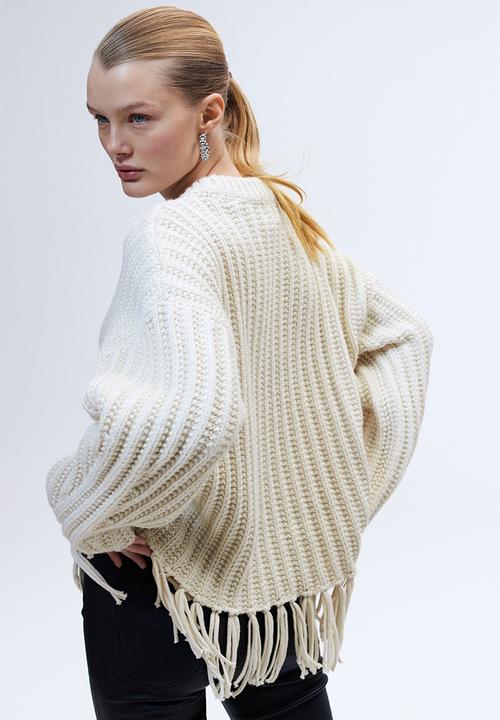 H&M - Fringe-trimmed jumper - white