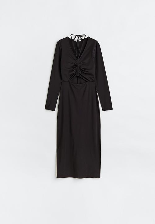 H&M - Drawstring-detail bodycon dress - black