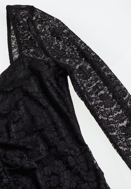 H&M - Gathered lace dress - black