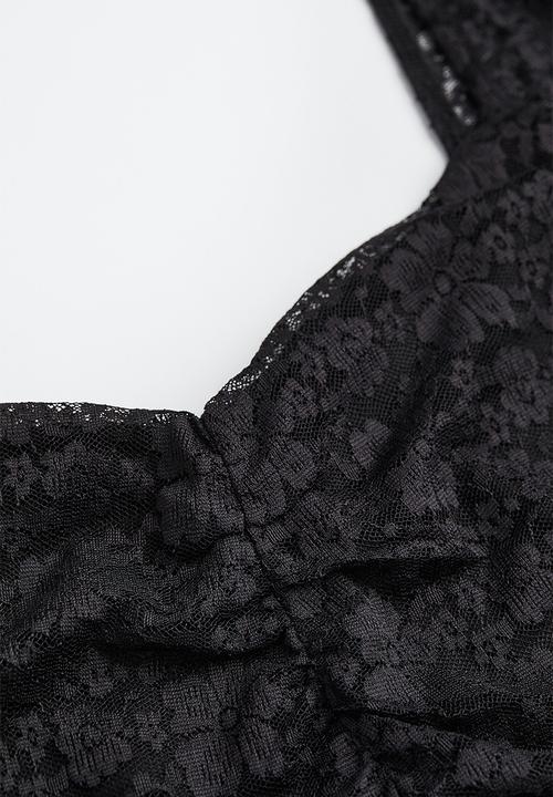 H&M - Gathered lace dress - black