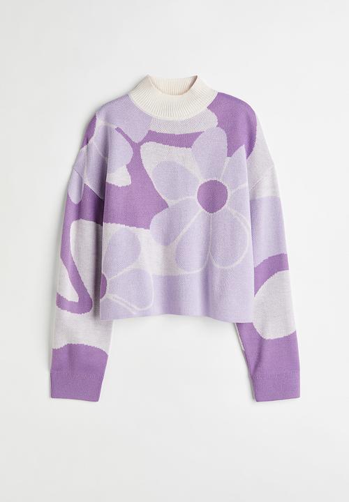 H&M - Jacquard-knit jumper - light purple/patterned