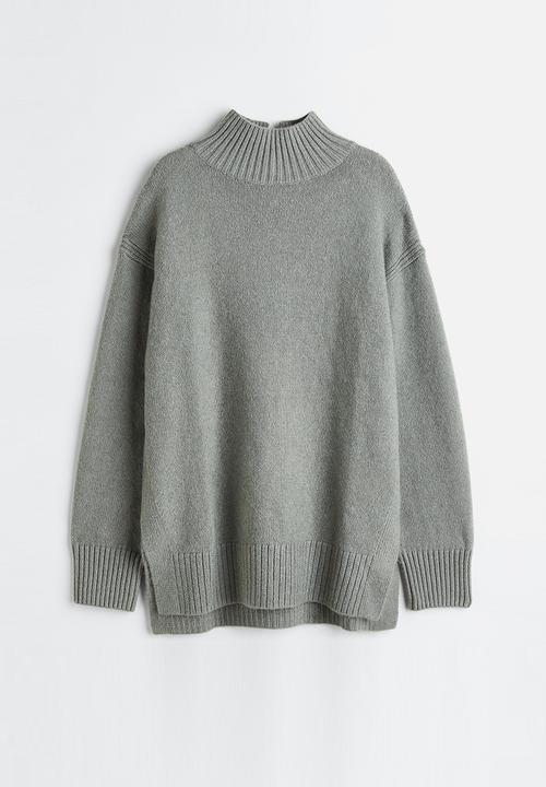 H&M - Oversized polo-neck jumper - dusty green