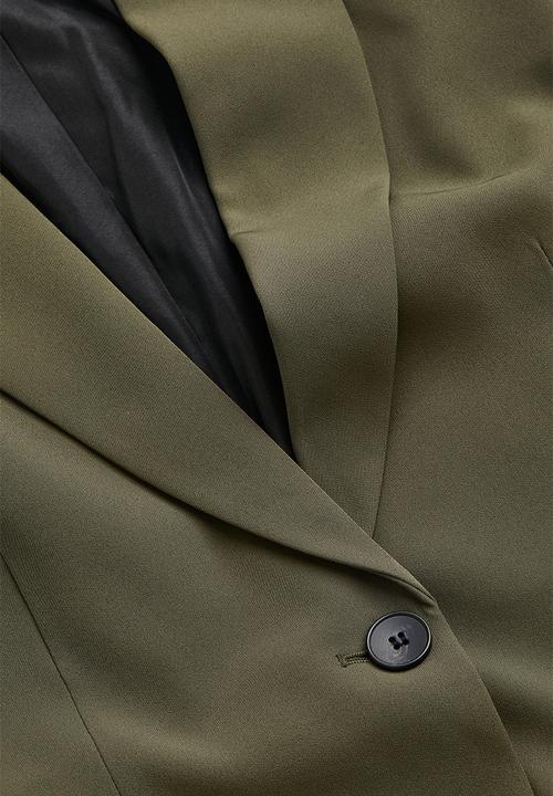 H&M - Gathered-sleeve jacket - dark khaki green