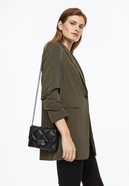 H&M - Gathered-sleeve jacket - dark khaki green