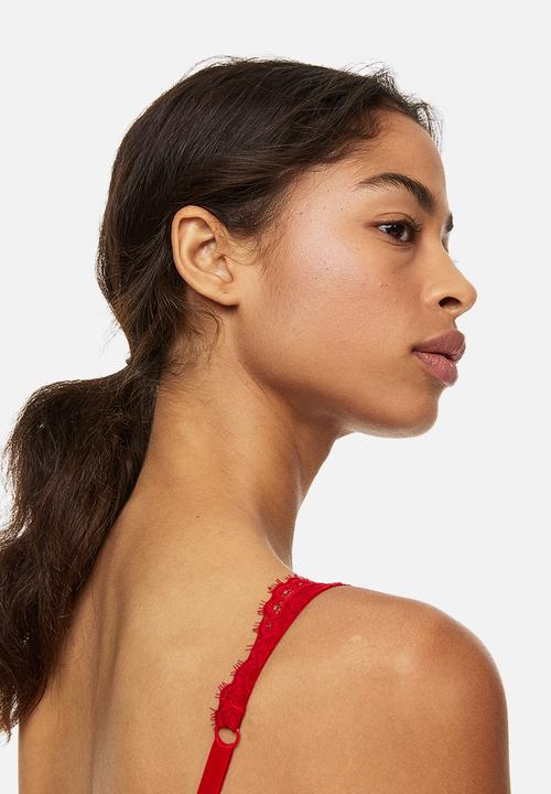 H&M - Padded underwired lace bra - red
