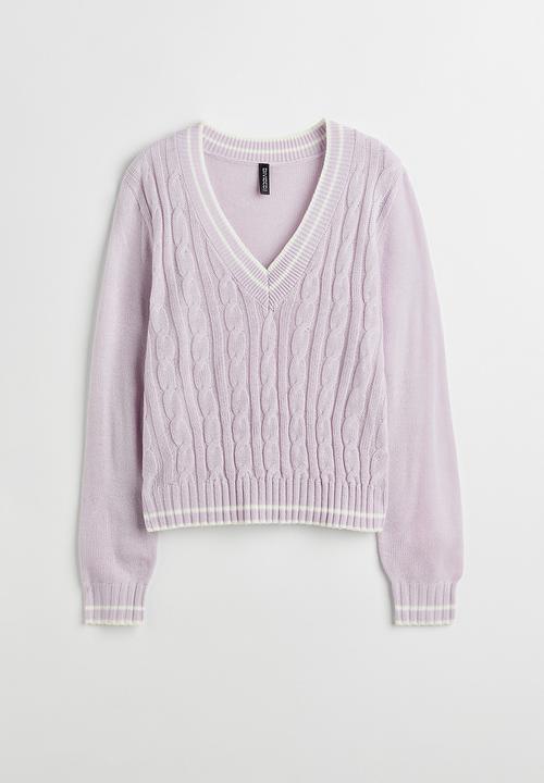 H&M - V-neck cable-knit jumper - light purple