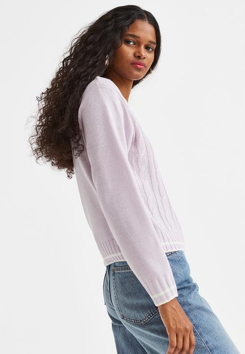 H&M - V-neck cable-knit jumper - light purple
