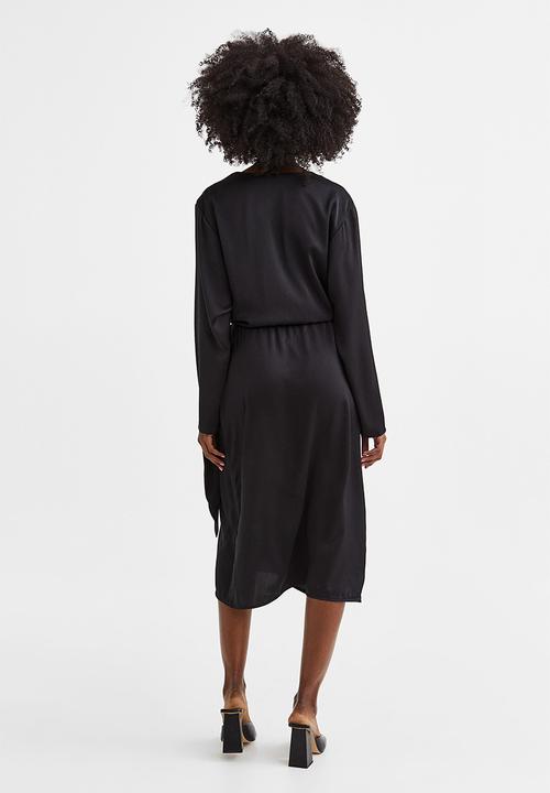 H&M - Satin wrap dress - black