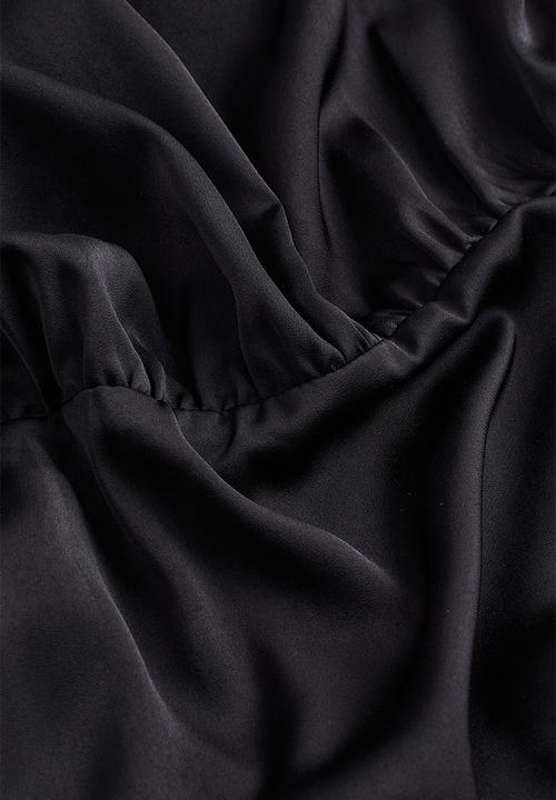 H&M - Satin wrap dress - black