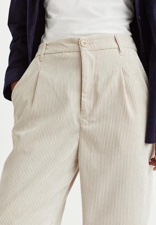 H&M - Wide corduroy trousers - light beige