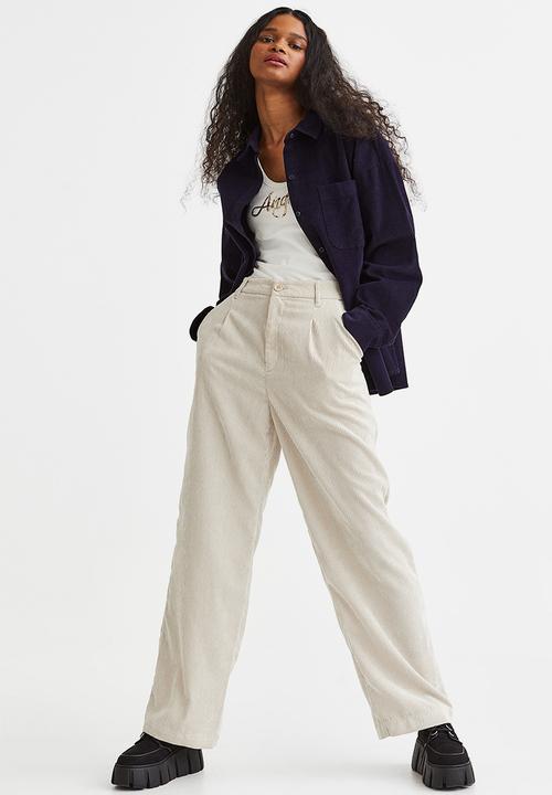 H&M - Wide corduroy trousers - light beige